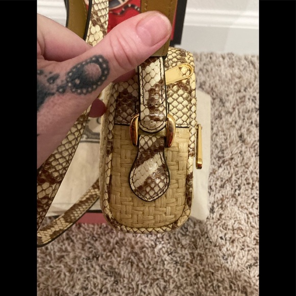 🐍🆕GUCCI Raffia Watersnake Mini Ophidia Shoulder Bag Beige 🆕🐍 - Picture 4 of 15